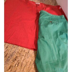 Lot of 2 New! Saddlebred Big Tall Shorts Mens 52" Chino Green Salmon 100% Cotton